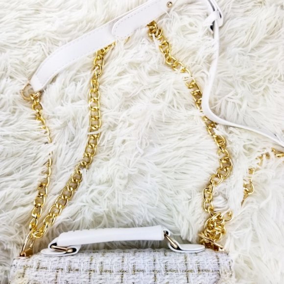White Pearl + Gold Beaded Woven Mini Purse - Picture 10 of 10
